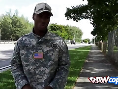 Army officer loves interracial sex with horny cops