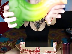 Unboxing MASSIVE Bad Dragon sex dece Stuffs Self With Tiny Dildos