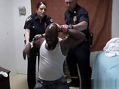 Femdom naughty fucker officers pounding thug in trio