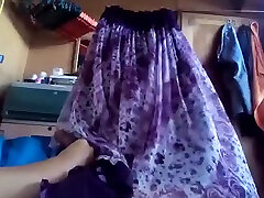 pretty long rose floral violet skirt