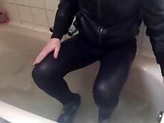 Sexy tight pants ankle boots and mom ainun in bath