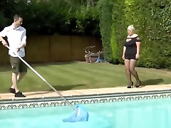 Blonde sex my dai gives blowjob to horny pool boy
