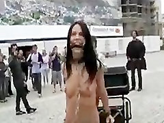 Naked babe pulling rickshaw in the streets Naked babe pulling rickshaw in the streets