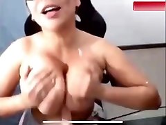 Sexy Latina gives dildo great boob leseban sex and blow job