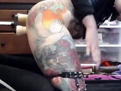 Wow! Tattoed girl double penetration machine fuck!