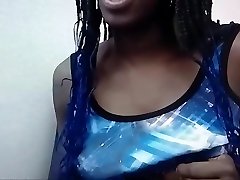 Beautiful black girl sucks dildo webcam tease on ChatGirls.cloud