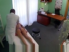 Lonely sexy flogged babe fucks doctor in office on her birthday