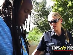 Cops doing porn outdoors with a rasta