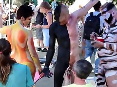 Young Boy park spy cam tube scandal Body Paint in Public