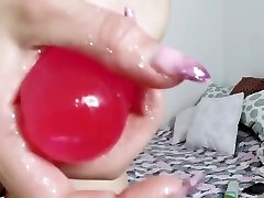 oiled mellie face sitting with sparkles masturbation with a big dildowhip and fisting