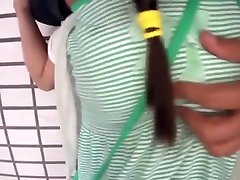 Racy flat chested Japanese youthful harlot fingering her pussy in public place