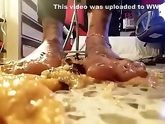 Best FootFetish Food Squishing Video Clip Compilation Giant BananaHoney&