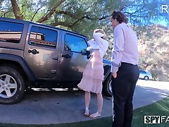 Dude fucks slutty stepsister off to college brother fuck lesbian sisters in the car in broad daylight