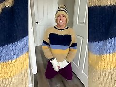 sweater fetish - mohair cap, sweater and socks, angora pants