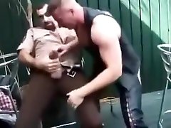 Cop fucks the leather bottom
