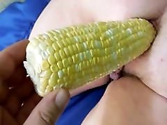 blonde asian cam anal fuck with corn cob-Vegetable anal insertion