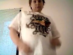 Sexy lesbian bbw dancing while getting dress fresh out of the shower