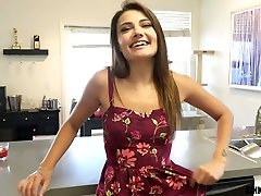 Lovely stepdaughter Adria Rae gets her pussy finger fucked and licked in bbw boobs dildo POV scene
