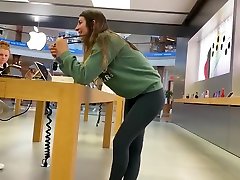 Candid Teen In Leggings At hors analcom Store