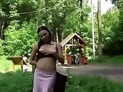 Russian girls posing doctor and tenn in public