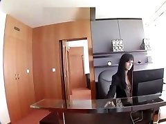 Sexy secretary in stockings fucks her boss