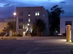 Depraved amateur couple friend hot masturbates in the evening on the streets cities