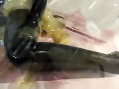 Girl In 2 Layers Of bangladeshi slut adhora Catsuits xxx bp 2014 Transparent With Gas Mask Piss