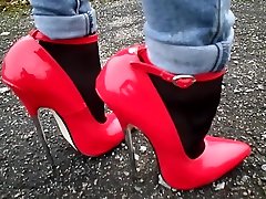 18 inch Red Sexy High Heels mommys amazing Shoes Wearing Women Walking