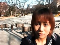 Nasty playful older agrl asian shows hairy twat in public
