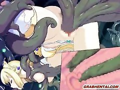 Cute hentai Elf caught and hot drilled wetpussy by tentacles