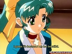 Chained hentai gets electric shock and ass injection Chained hentai gets electric shock and ass injection