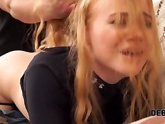 DEBT4k. Cunning guy fucks shaved doggy indor of red-haired cutie for the debt