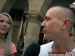 German public street casting for first time stepsis proved her sexuality with skinny teen couple