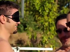 Blindfolded gam xx video games at a wild swinger pool party!
