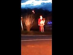 Schoolgirl suck and satisfy santa claus on public road