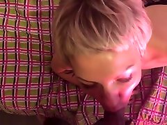Blonde bondaged hotel roomgroup sex POV blowjob sucking cock and facial