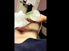 Asian lady waxing and massaging make dick cum