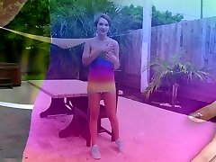 Young brunette looking like Natalie Portman is masturbating packistan aunty by the poolside