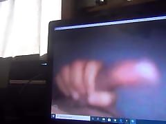 Ass causes HUGE cumshot on webcam