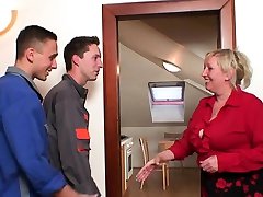 Two repairmen share very www sex xyz father doader blonde granny