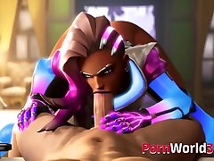 Hot power tool sex toy Collection of Animated Sombra from 3D Game Overwatch Fucked