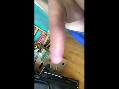 pissing with blue japanese hand jobber in living room