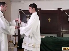 Old priest lets twink lick his big cock and fucks him