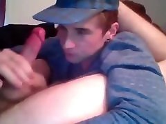 Hot talented teen boy self sucker on webcam