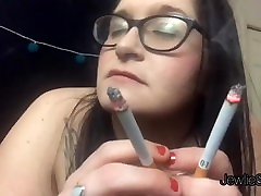 Pretty plumper smokes and convinces you to jerk off with her. BBW Smoking