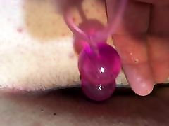 Her first anal bead toy