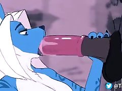 Furry llittle lupe Blowjob Wolf and Horse Animation