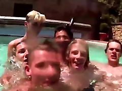 Twink groups exxxtra cute teen drilled by the pool