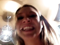 Teen chokes herself on a towering boner