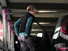 Desperate stranger helping Pisses In Car Park